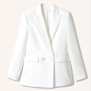 Mango double breasted suit blazer iguana ivory